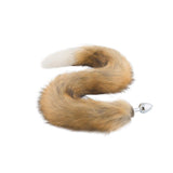 Fox Tail Stainless Steel Plug, Brown with White 32"