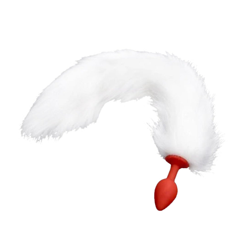 Silicone Black and White Wolf Tail Plug Silicone Black and White Wolf Tail Plug