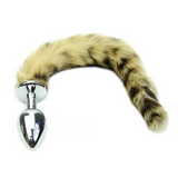 8" Stainless Light Brown Raccoon Tail Plug