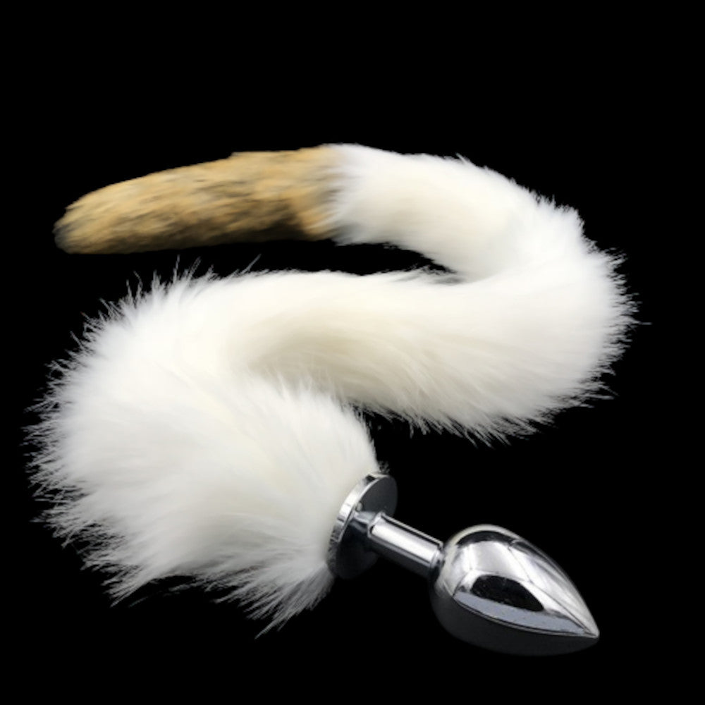 31" Stainless & Silicone White and Brown Tail Plug 31" Stainless & Silicone White and Brown Tail Plug
