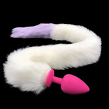 31" Stainless & Silicone White and Purple Tail Plug