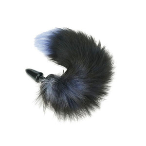 15" Silicone Black and Light Blue Tail Plug