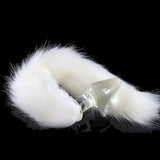 14" Glass White Fox Tail Plug