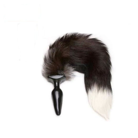 Silicone Black and White Animal Tail Plug