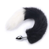 15" Stainless Steel Black and Pink Fox Tail Plug