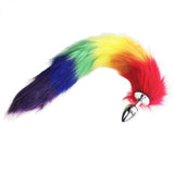15" Stainless Steel Rainbow Furry Tail Plug