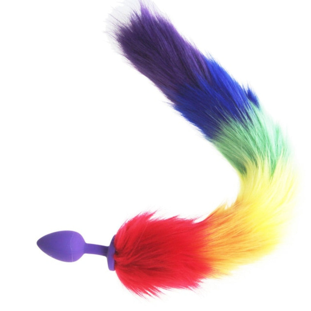 15" Silicone Rainbow Furry Tail Plug 15" Silicone Rainbow Furry Tail Plug