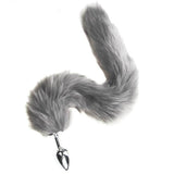 14" Stainless Steel Gray Furry Tail Plug