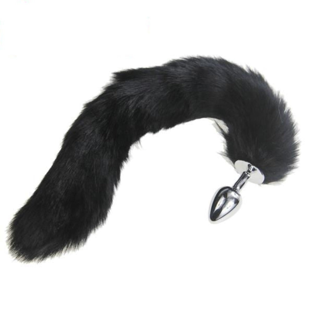 13" Stainless Steel Black Cat Tail Plug 13" Stainless Steel Black Cat Tail Plug