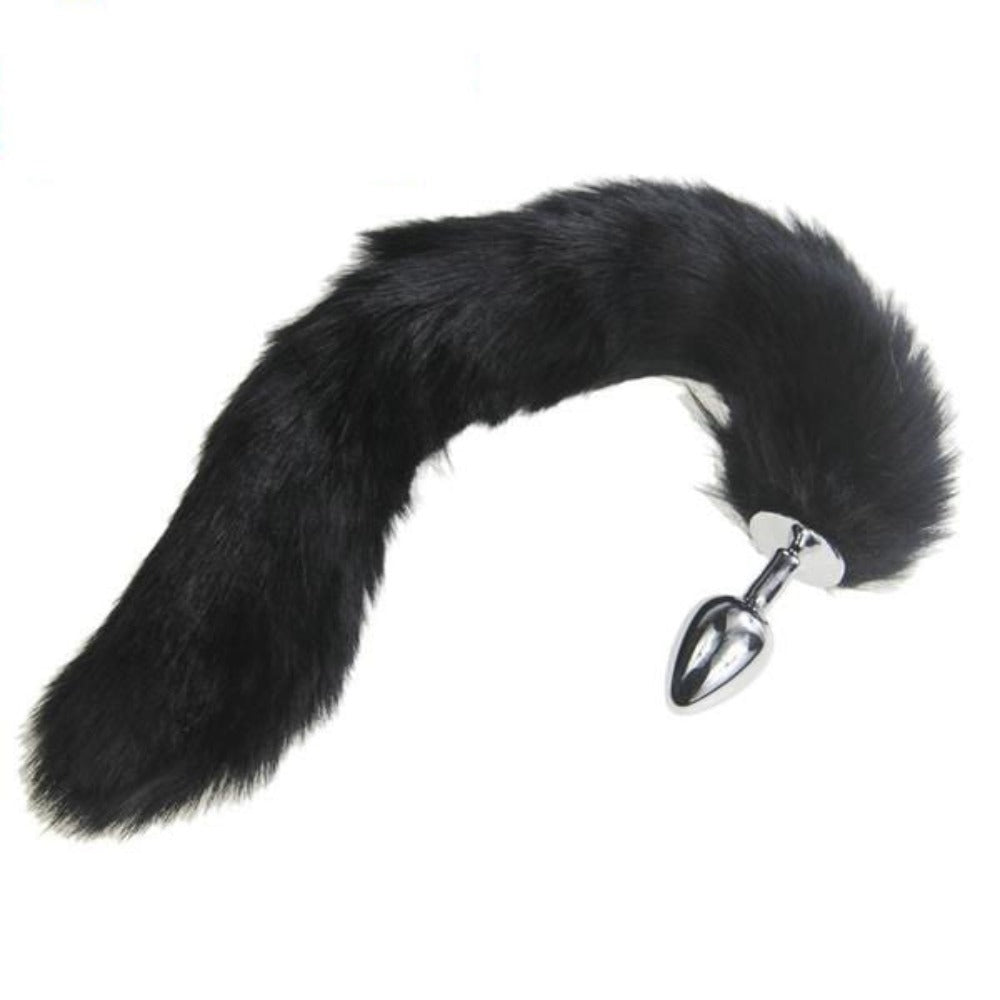 13" Stainless Steel Black Cat Tail Plug 13" Stainless Steel Black Cat Tail Plug