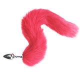 14" Stainless Steel Dark Pink Furry Tail Plug