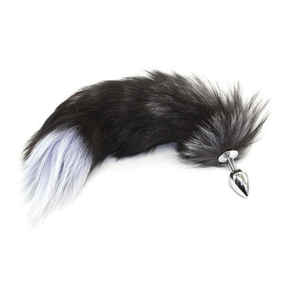 Stainless Steel Black and White Animal Tail Plug