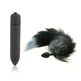 17" Silicone Black Fox Tail with 10 Speed Vibrator