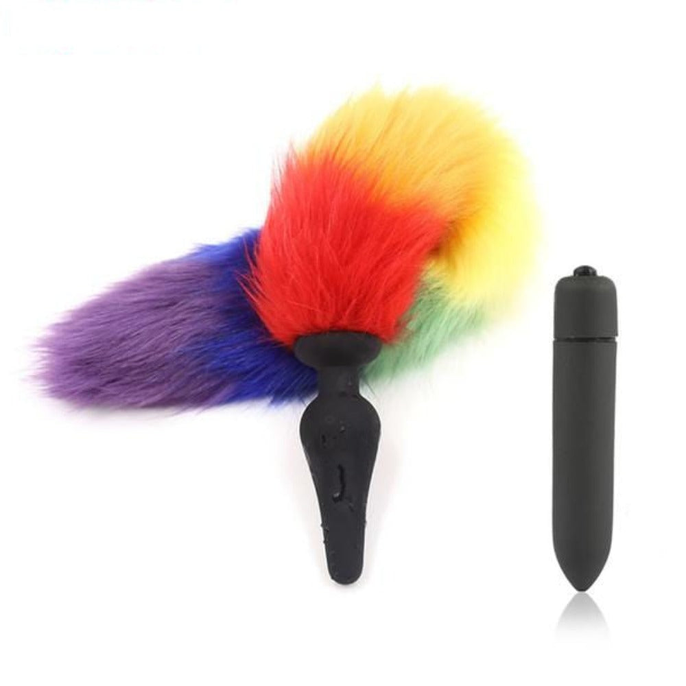 10 Speed Vibrator Silicone Multicolor Tail Plug 10 Speed Vibrator Silicone Multicolor Tail Plug