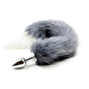 9" Stainless Steel Gray Wolf Tail Plug