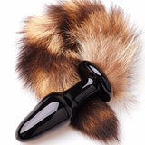11" Glass Brown Raccoon Tail Plug