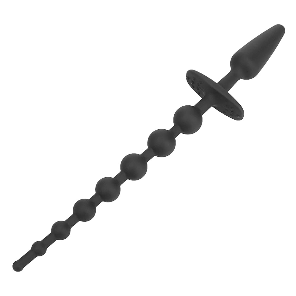 11" Black Silicone Beaded Dog Tail Butt Plug 11" Black Silicone Beaded Dog Tail Butt Plug