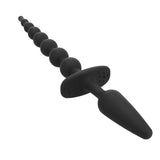 11" Black Silicone Beaded Dog Tail Butt Plug